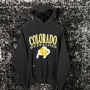 Vintage Colorado Buffaloes Hoodie Black Mens Large Made in USA 90s